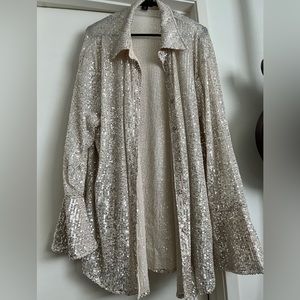Sequin oversized button down shirt
